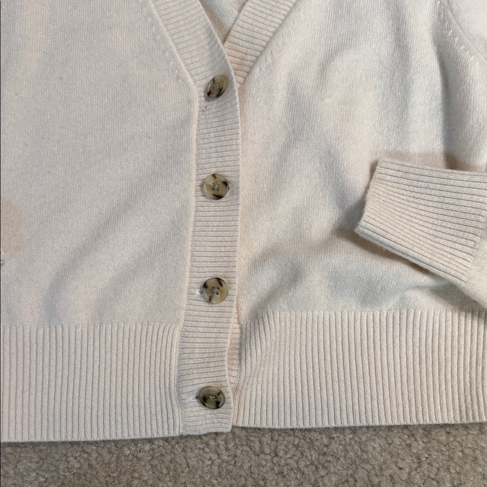 J. Crew Women's Cashmere Ivory Button-Up Cardigan Sz Small - Picture 2 of 6